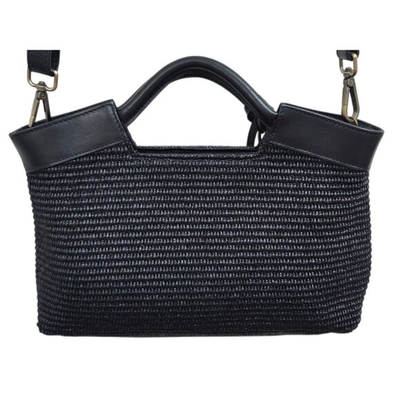 Carner Hill Woven Handbag Leather Trim Tassel Accent Shoulder Purse Structur - Picture 4 of 16